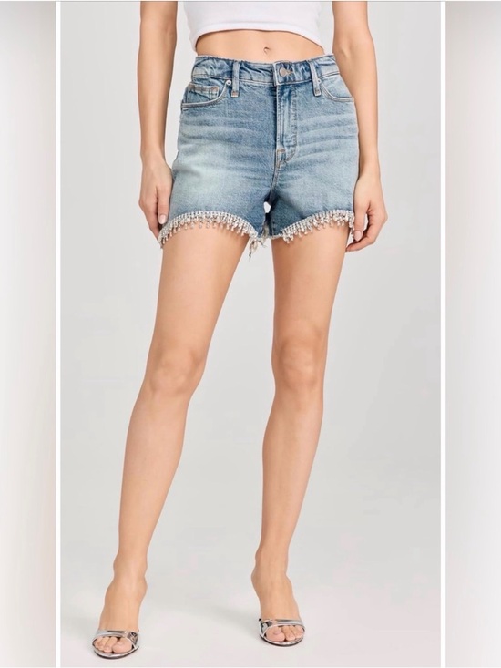 Good American Pants - NWT Good American-sz 30-Blue Distressed Denim Shorts with Beautiful Rhinestones!